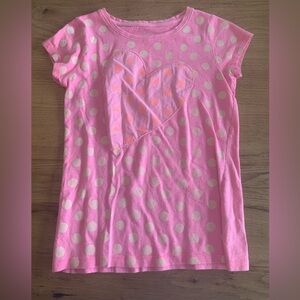 Crewcuts Collectible Pink Polka Dot Hearts Short Sleeve Tee Shirt Girls 14 Prelo